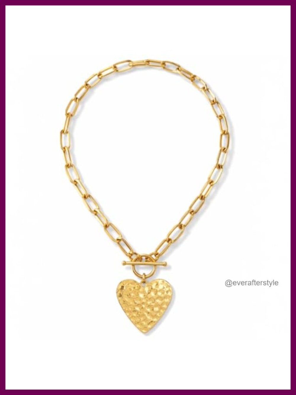 Gold Heart Pendant Necklace 18K Gold Plated Toggle Clasp Statement Layering